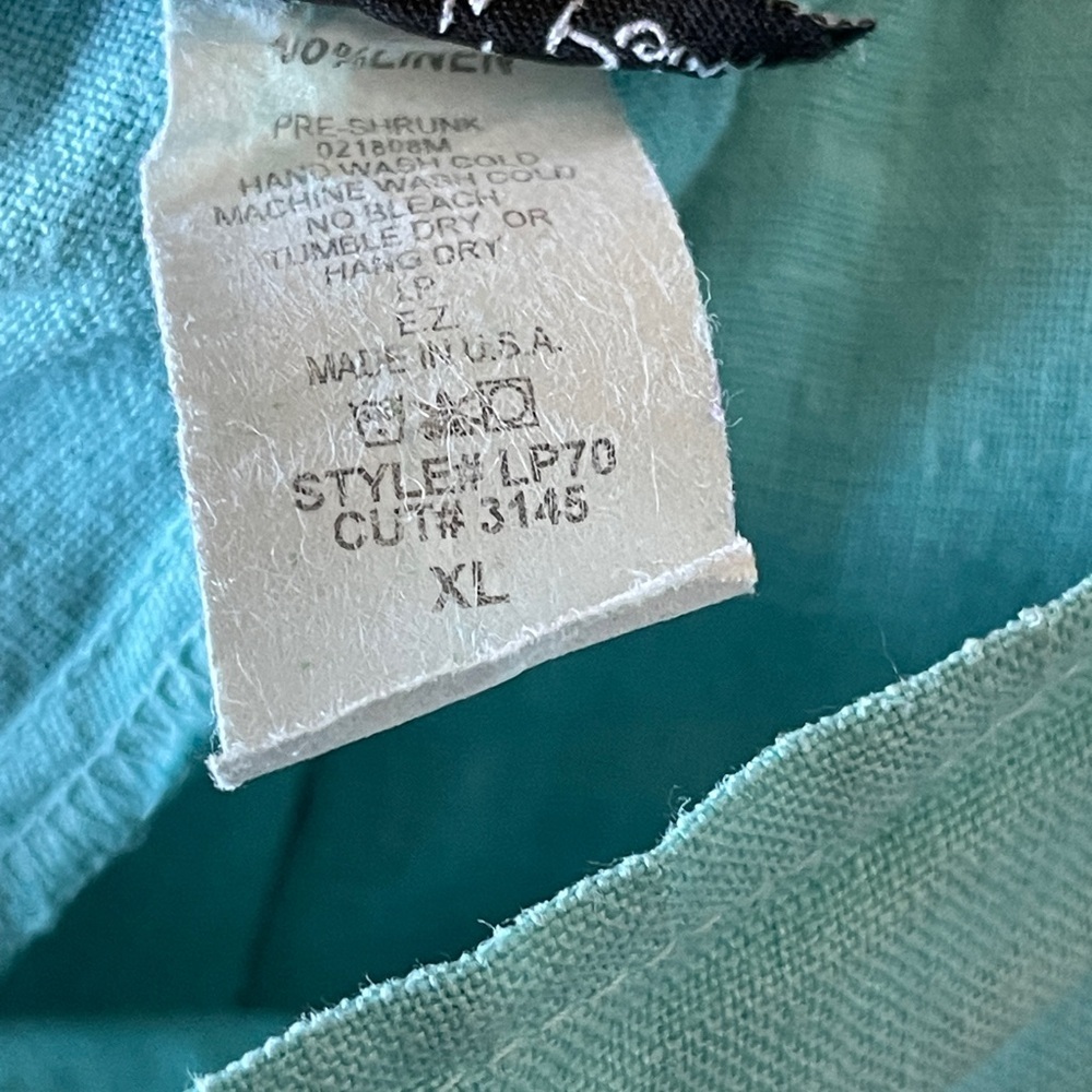 Match Point Teal 100% Linen Pantsuit Tunic Relaxed Fit Resort Lagenlook Club XL - Picture 11 of 12